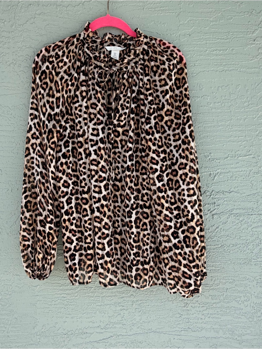 H&M Leopard-Print Long-Sleeve Blouse - Brown, Black & Cream